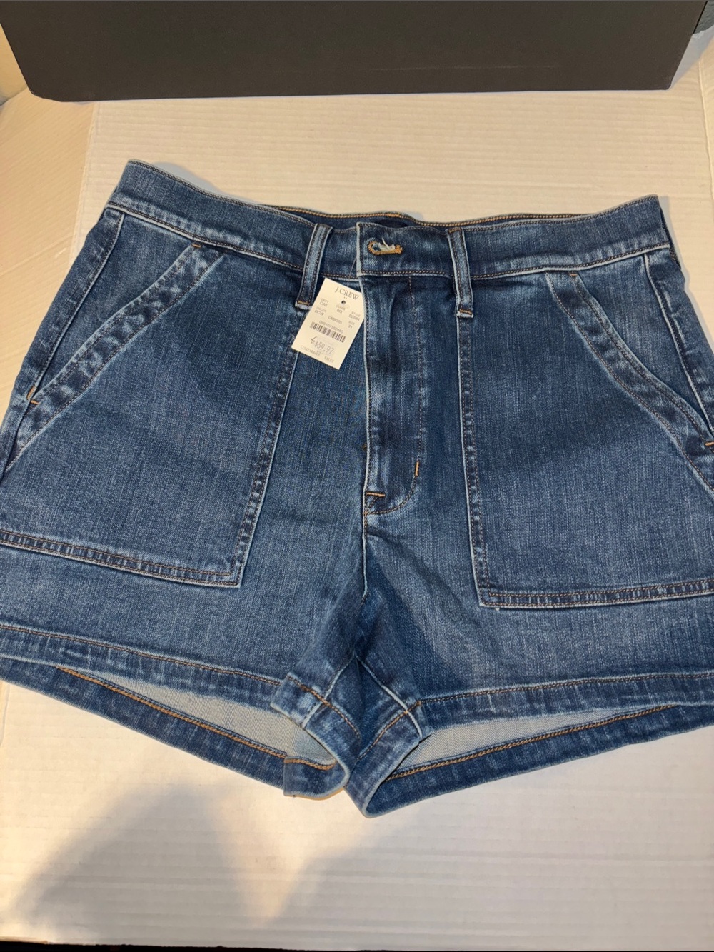 J. Crew  Mid Wash Denim Patch-Pocket Shorts